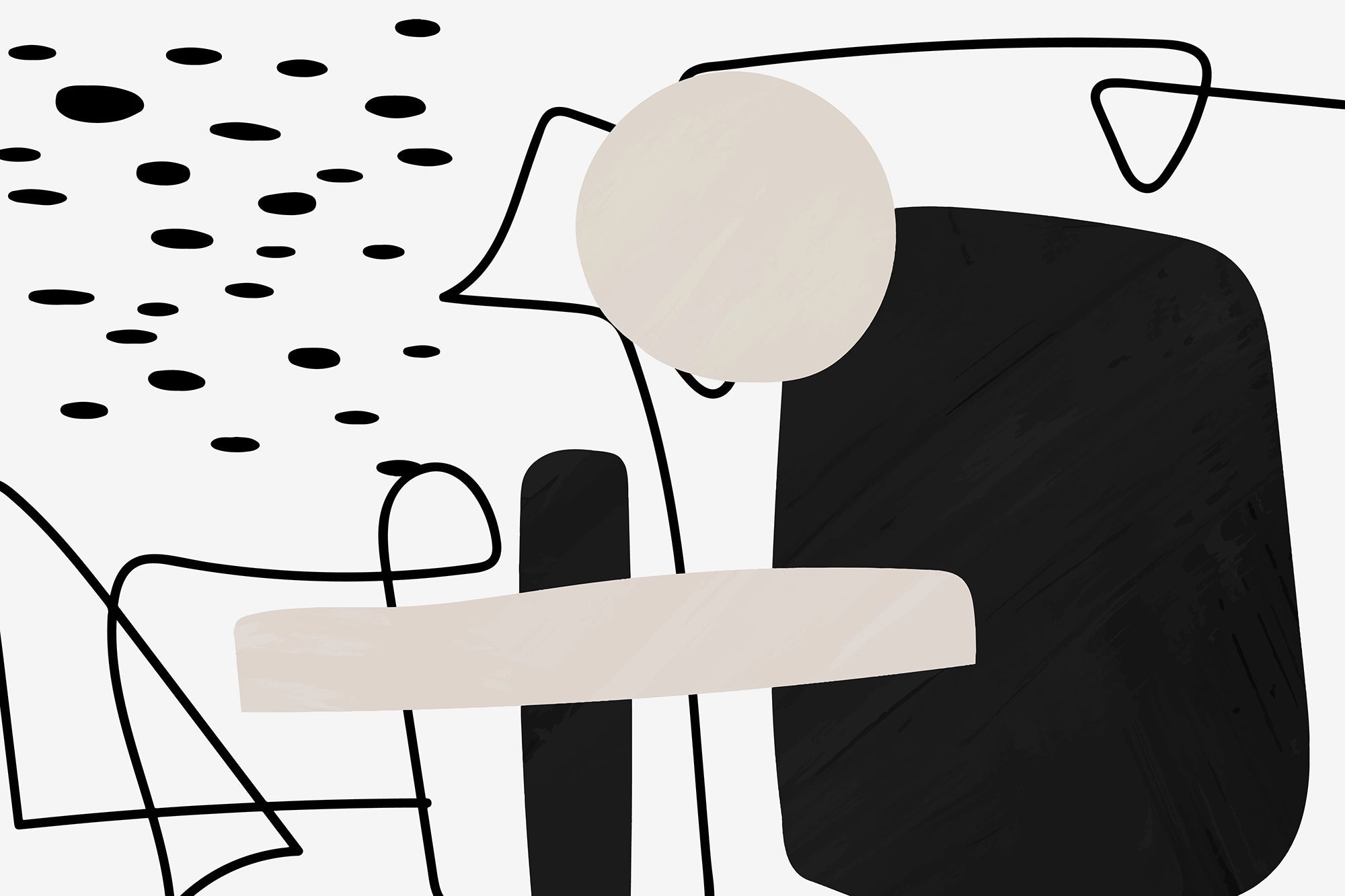 Papier Peint Abstrait Noir et Blanc Contemporain