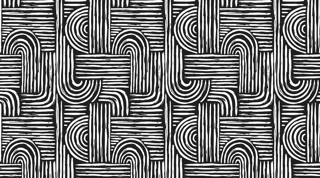 Papier peint abstrait noir et blanc - Kam et Léon