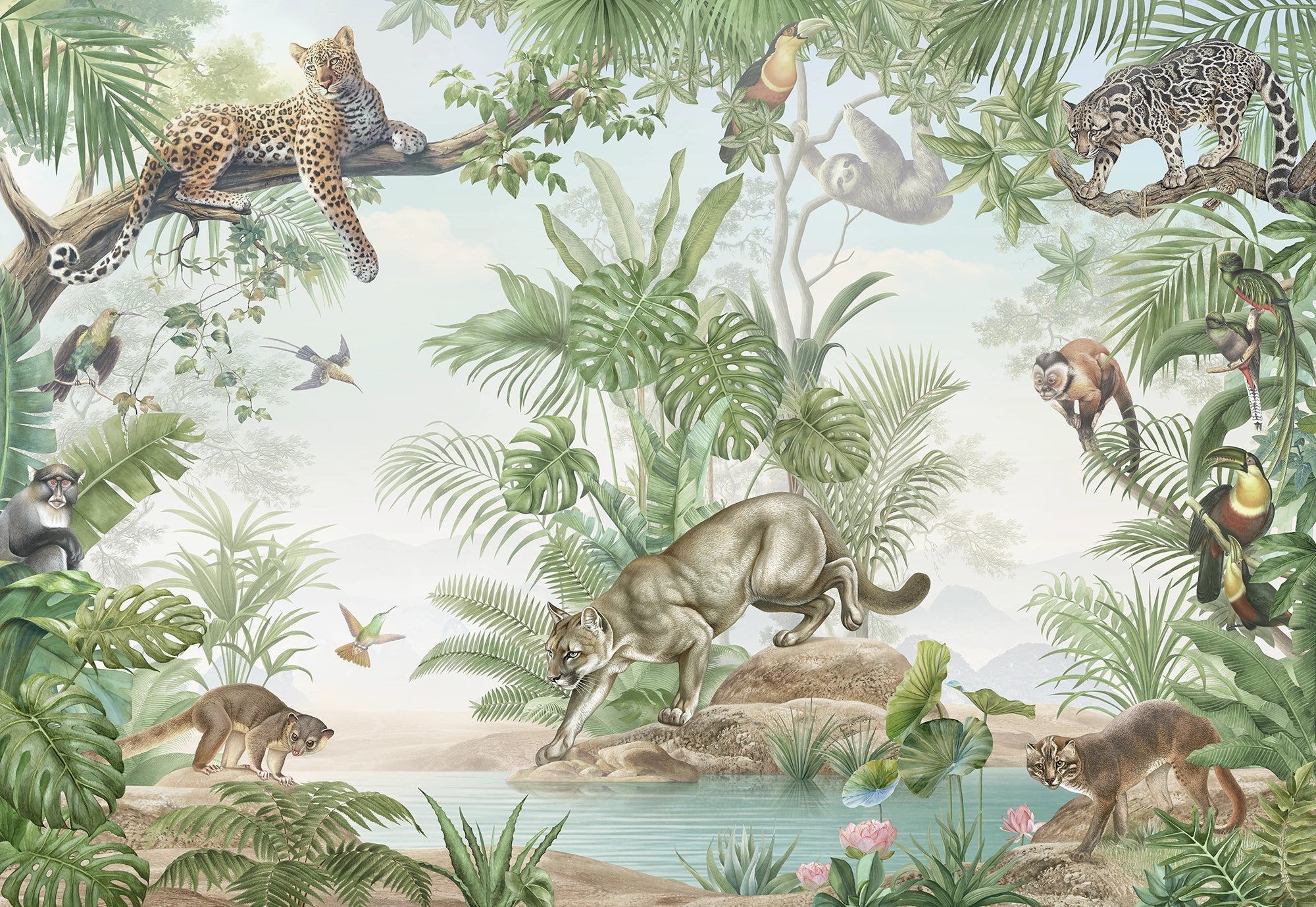 Papier peint animaux de la jungle tendance - Kam et Léon