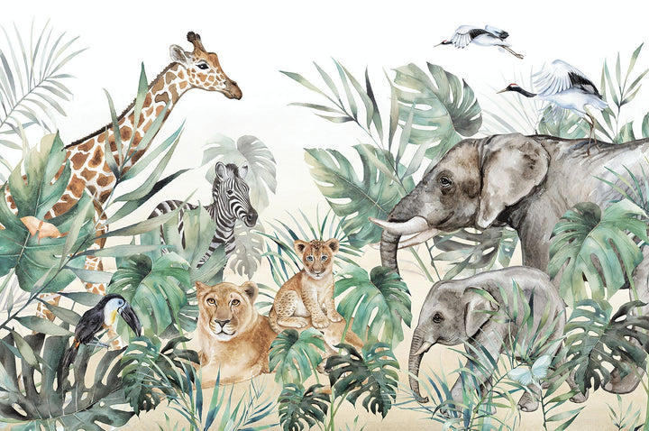 Papier peint panoramique animaux de la savavane livraison offerte - Kam & Leon