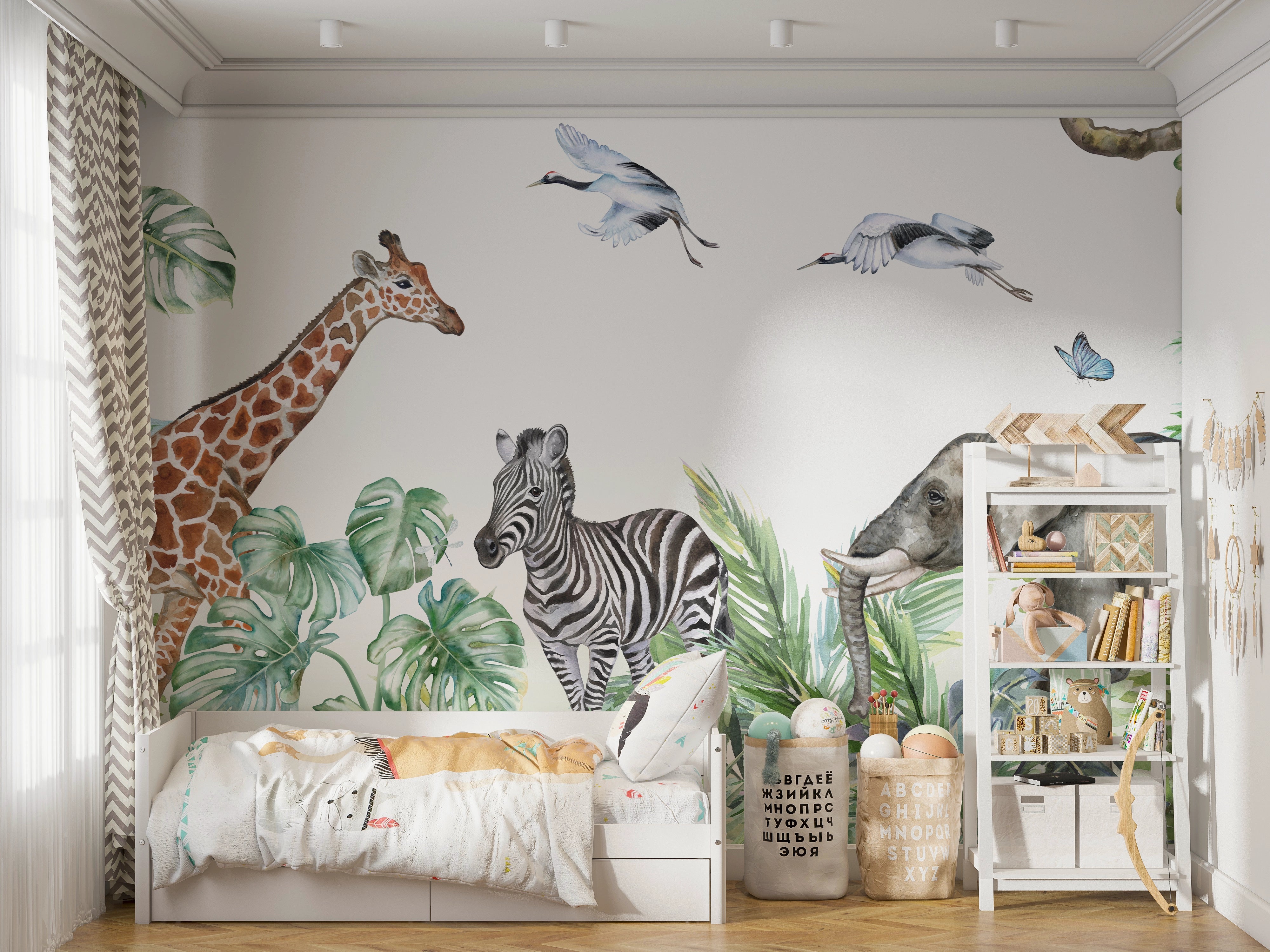 Wild animals wallpaper for children's room