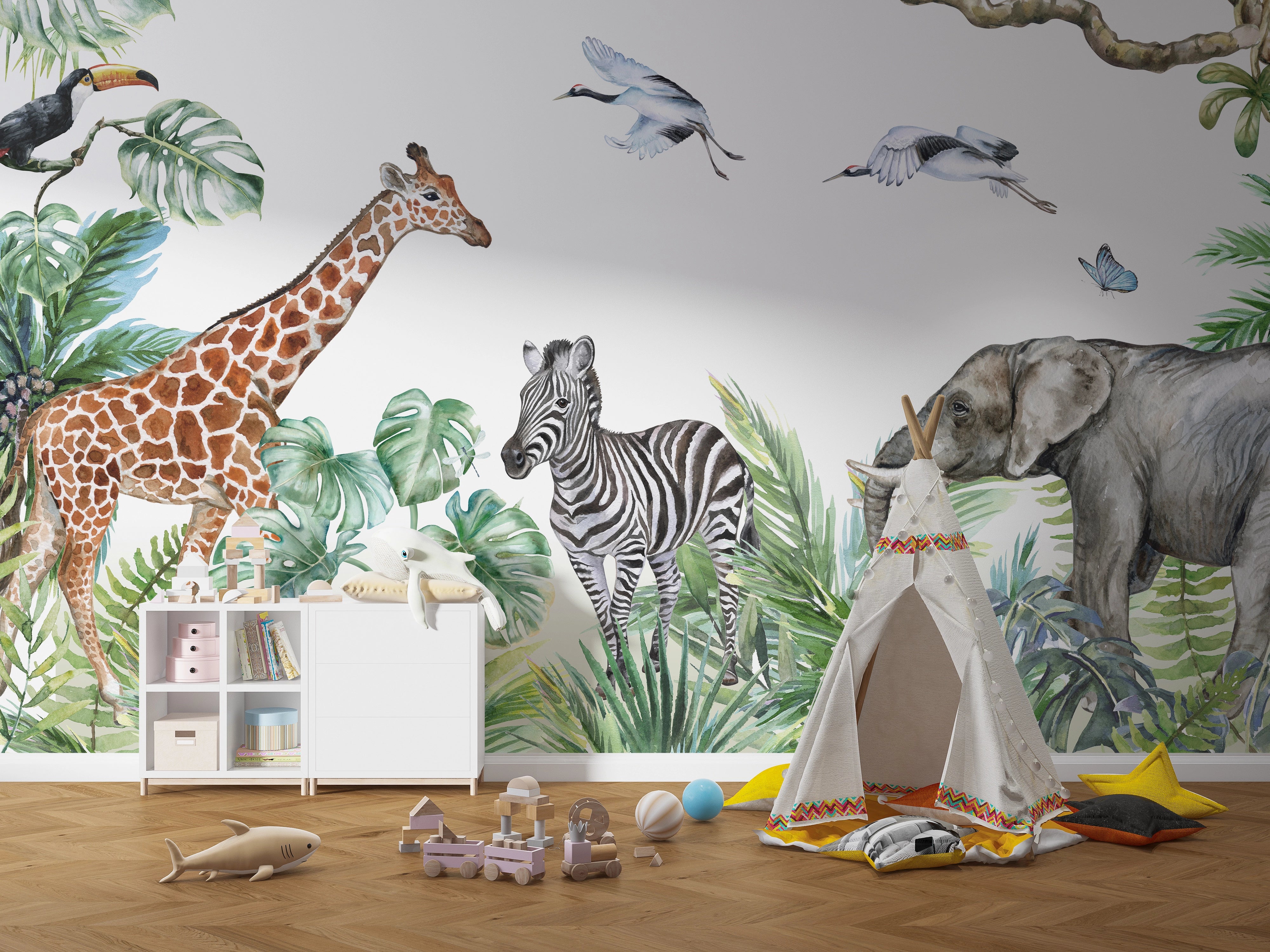 Wild animals wallpaper for children's room