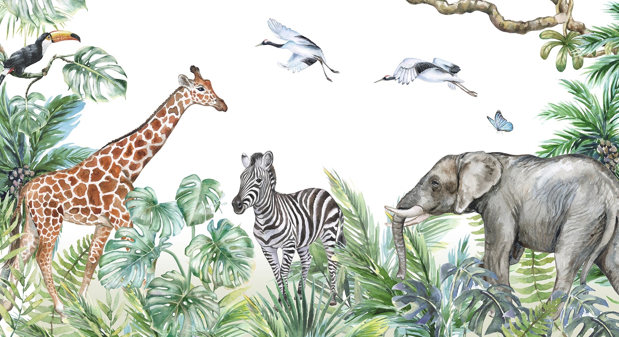 Papel pintado de animales salvajes para habitación infantil