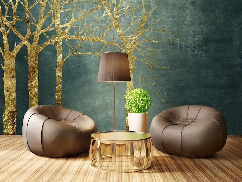 Papier peint arbres dorés - Kam & Leon