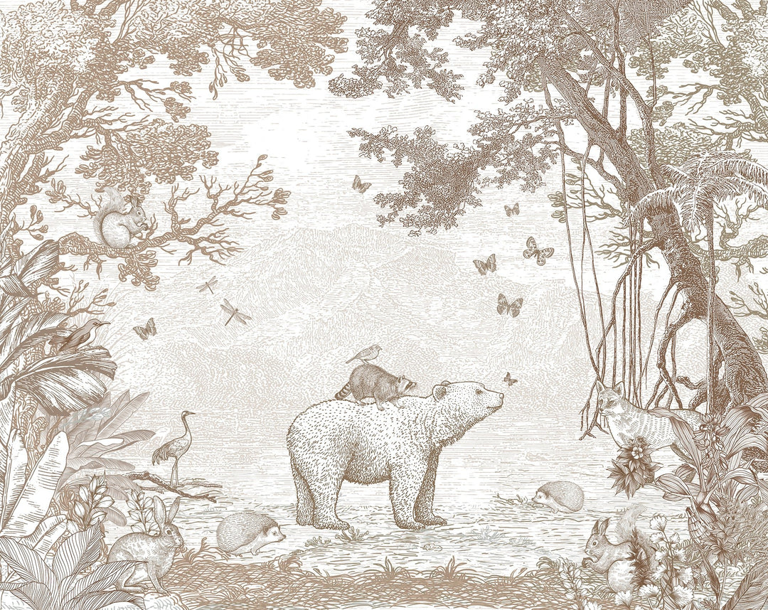 Papier peint Aventure en Forêt - Kam et Léon