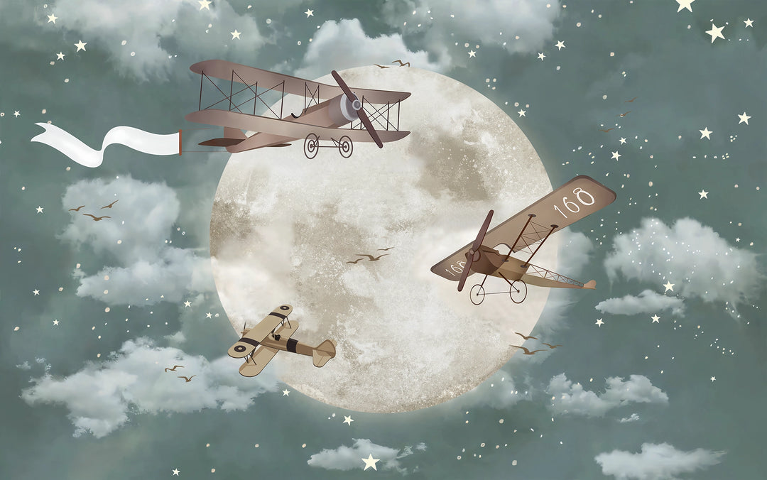 Papier peint avions dans le ciel chambre enfant