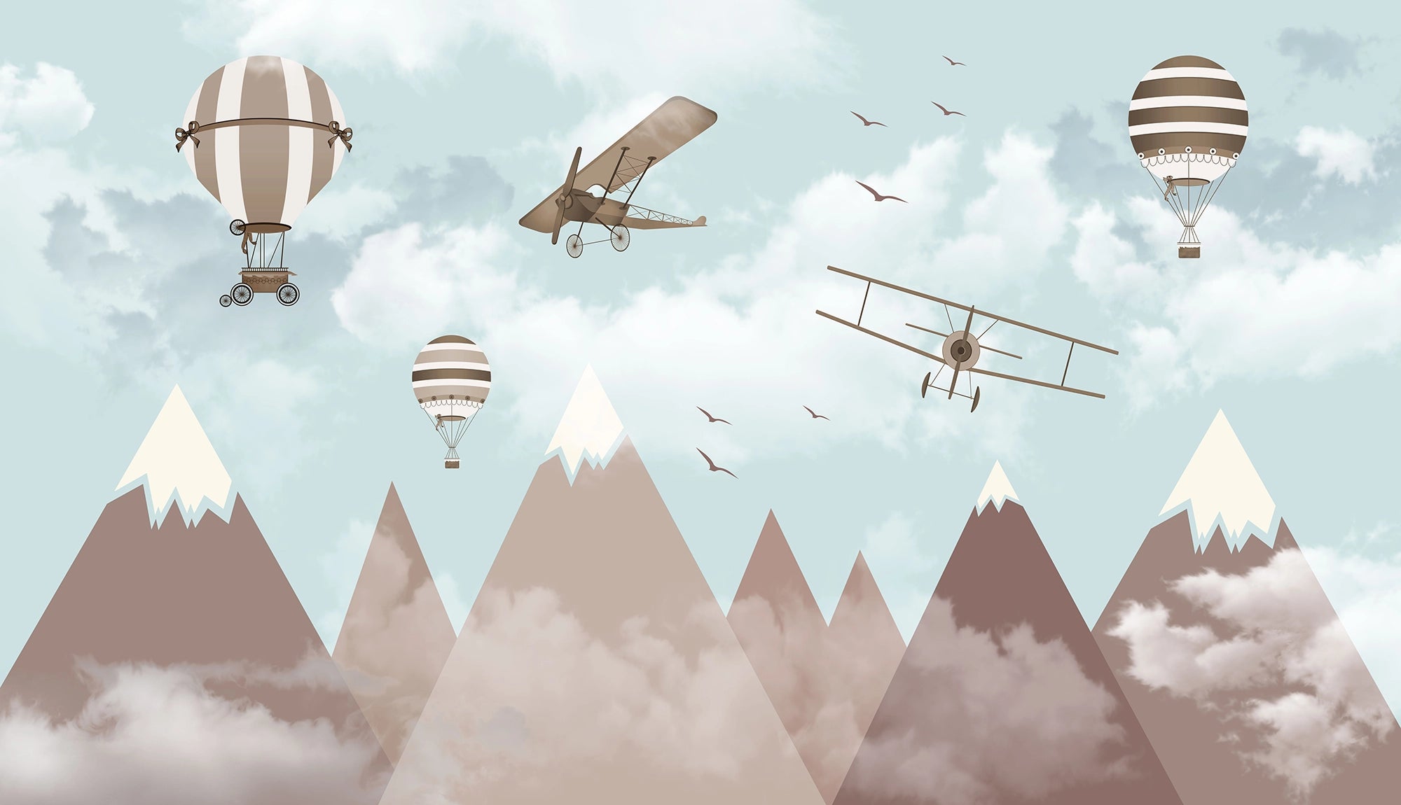 Airplanes and Hot Air Balloons Wallpaper