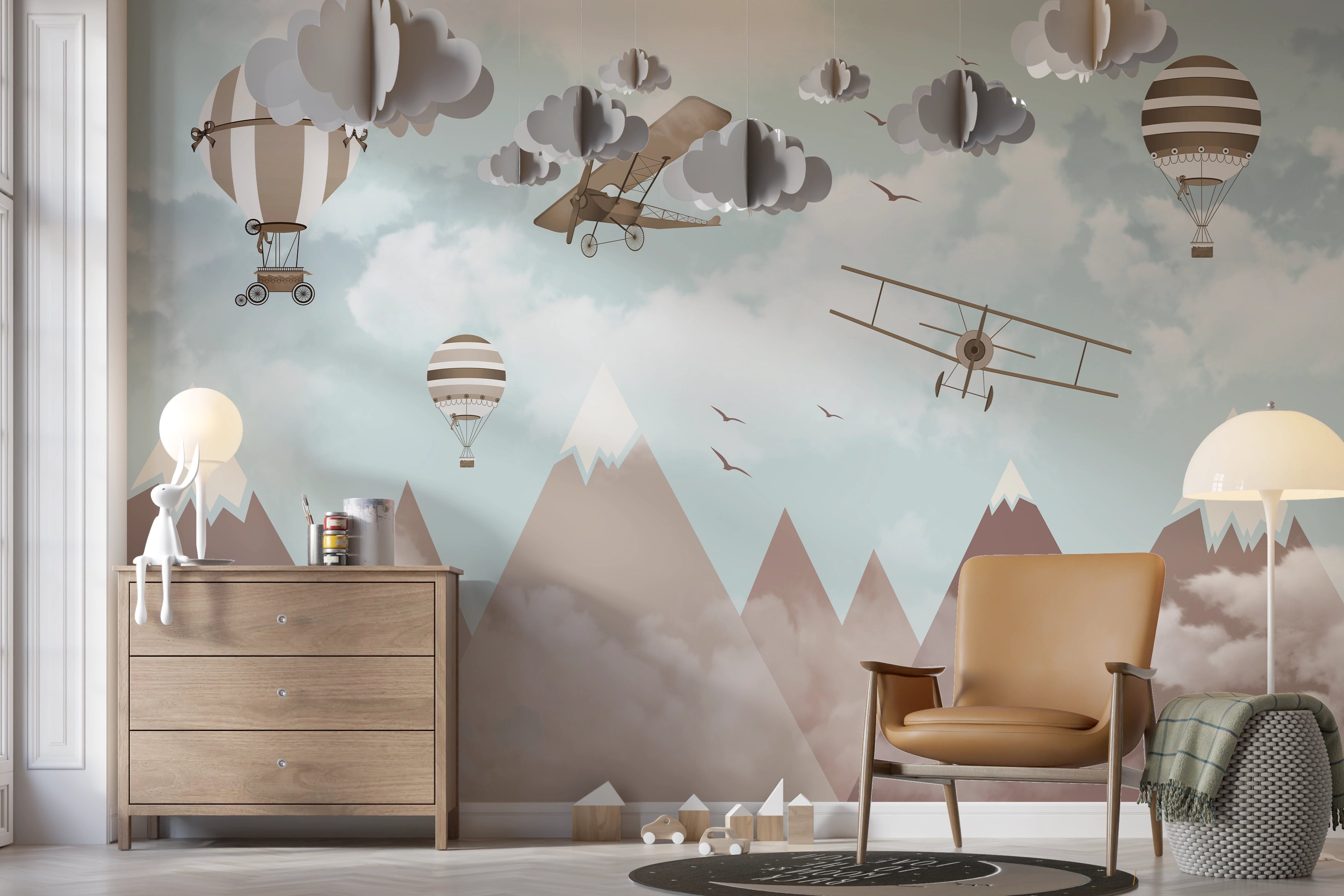 Airplanes and Hot Air Balloons Wallpaper