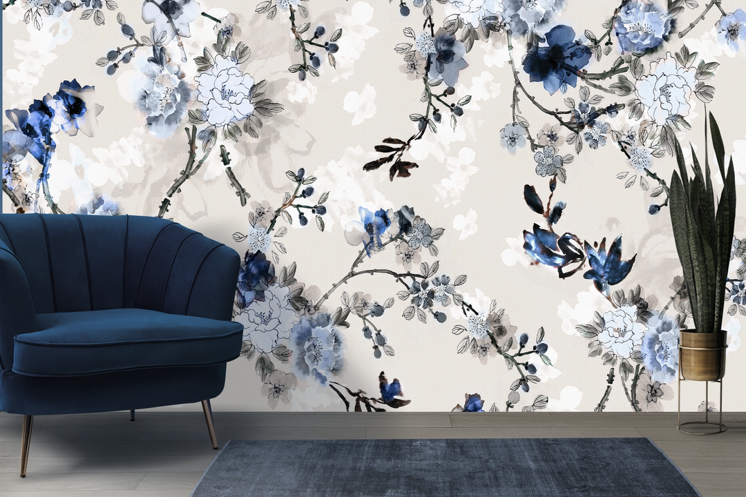 Papier peint Branche Fleurie - Kam & Leon