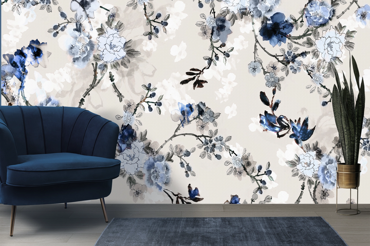 Papier peint Branche Fleurie - Kam & Leon