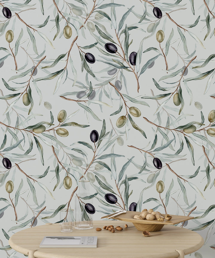 Papier Peint Branches d'Olivier - Kam et Léon