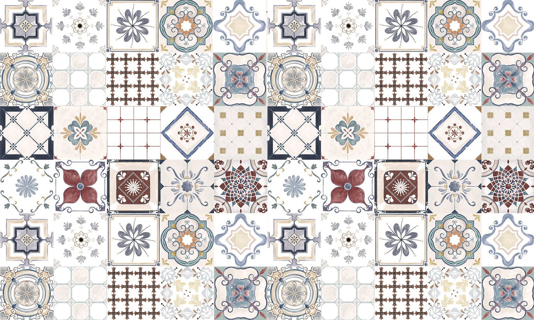 Papier peint carreaux de ciment motifs arabesques - Kam et Léon