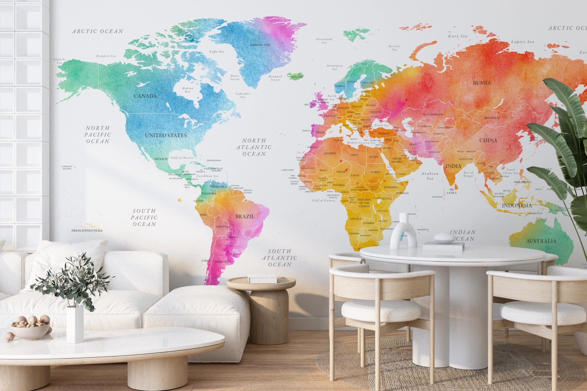 Vinyles et autocollants carte du monde avec des animaux d'enfants Vinyles et autocollants carte du monde avec des animaux d'enfants