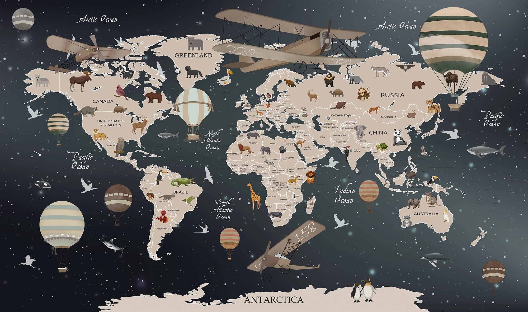 Wallpaper World Card Child Aircraft & Ballon