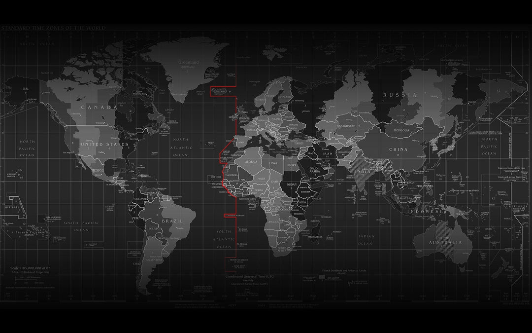 Papier peint carte du monde noir - Kam et Léon