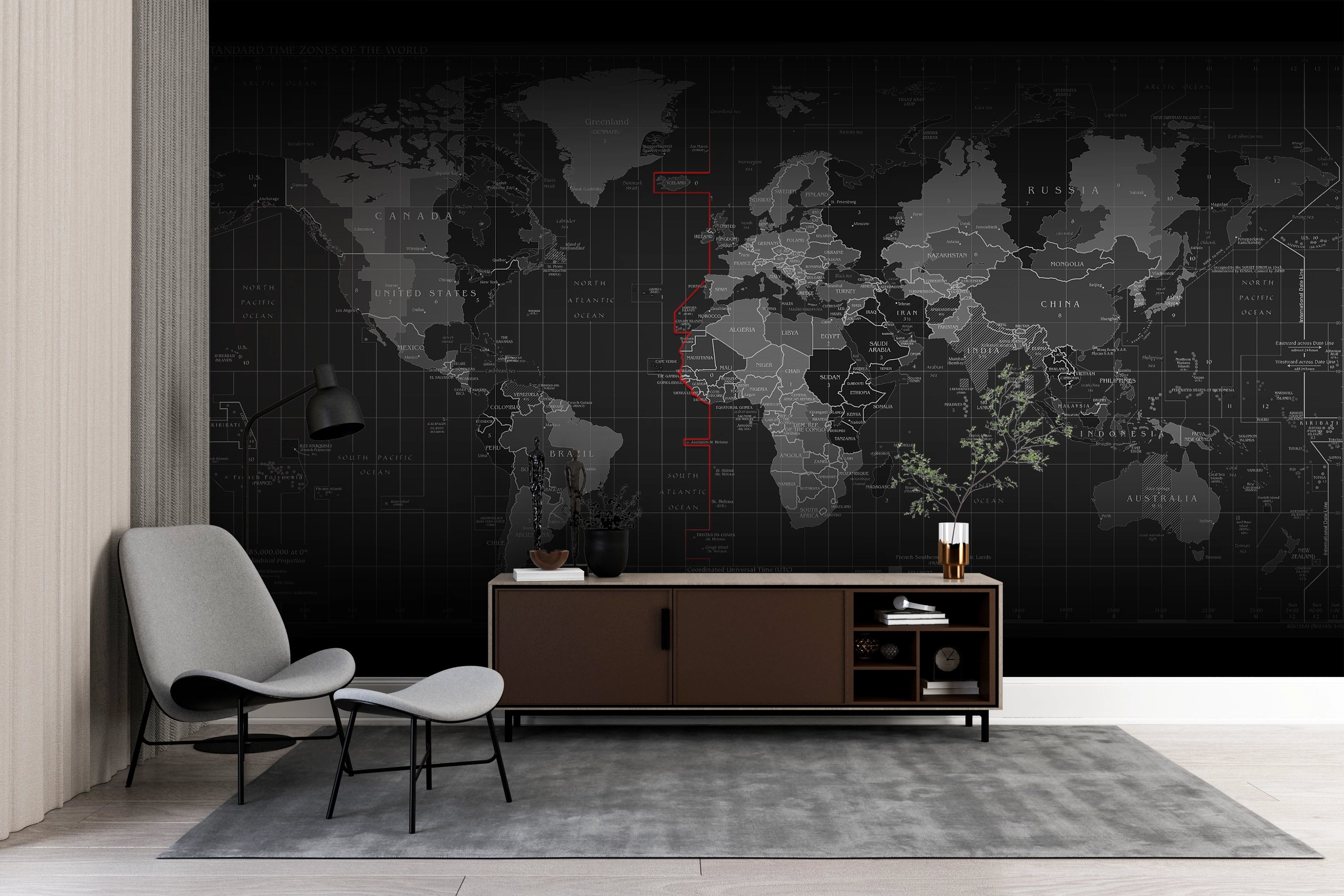 Black world map wallpaper