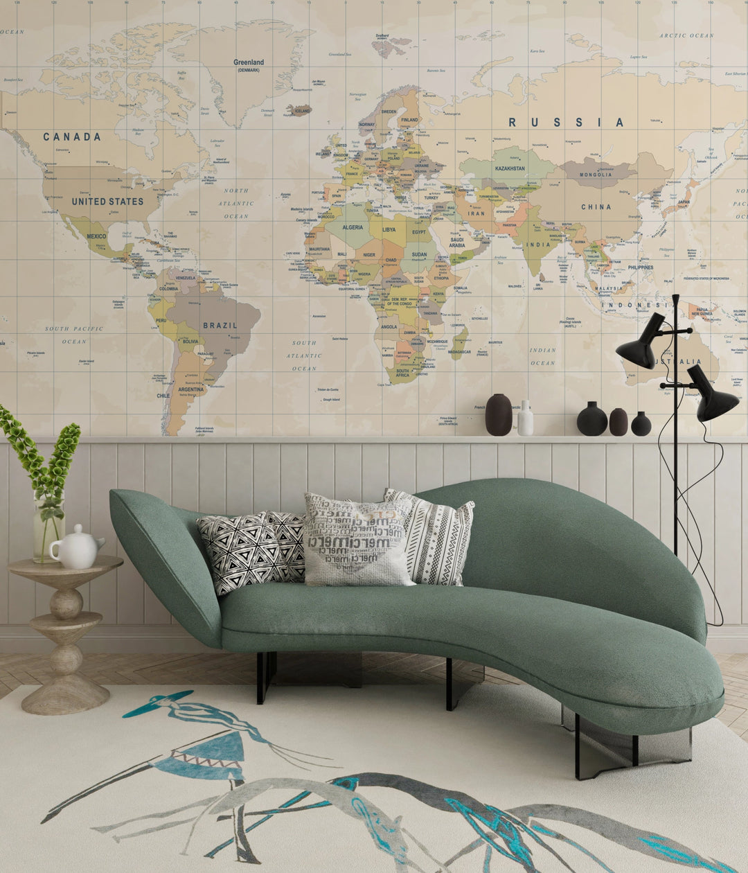 Papier peint carte du monde panoramique - Kam et Léon