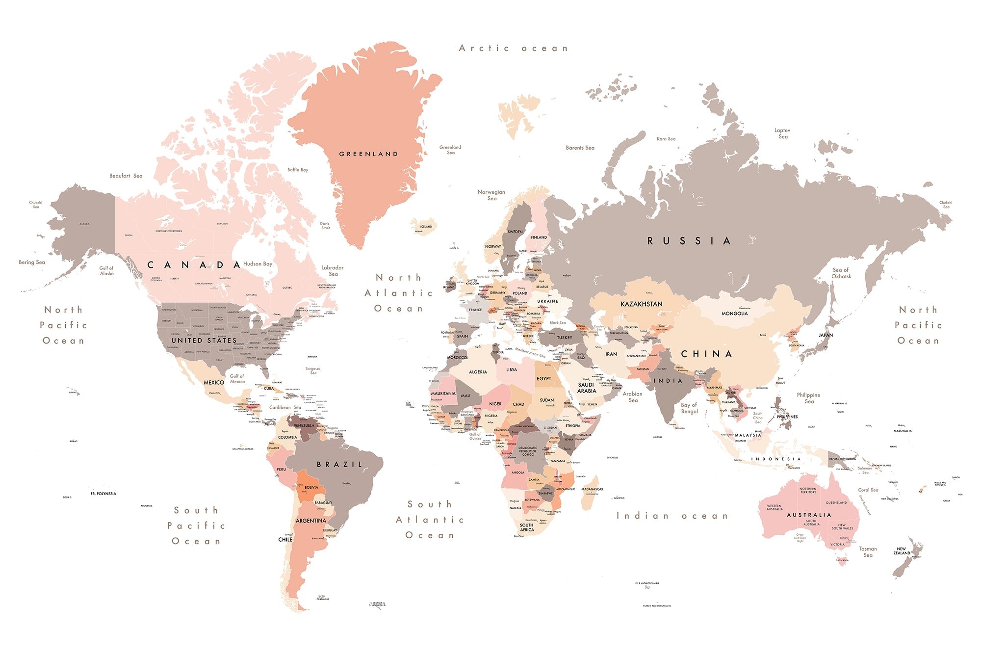 Papier Peint Carte du Monde Pastel