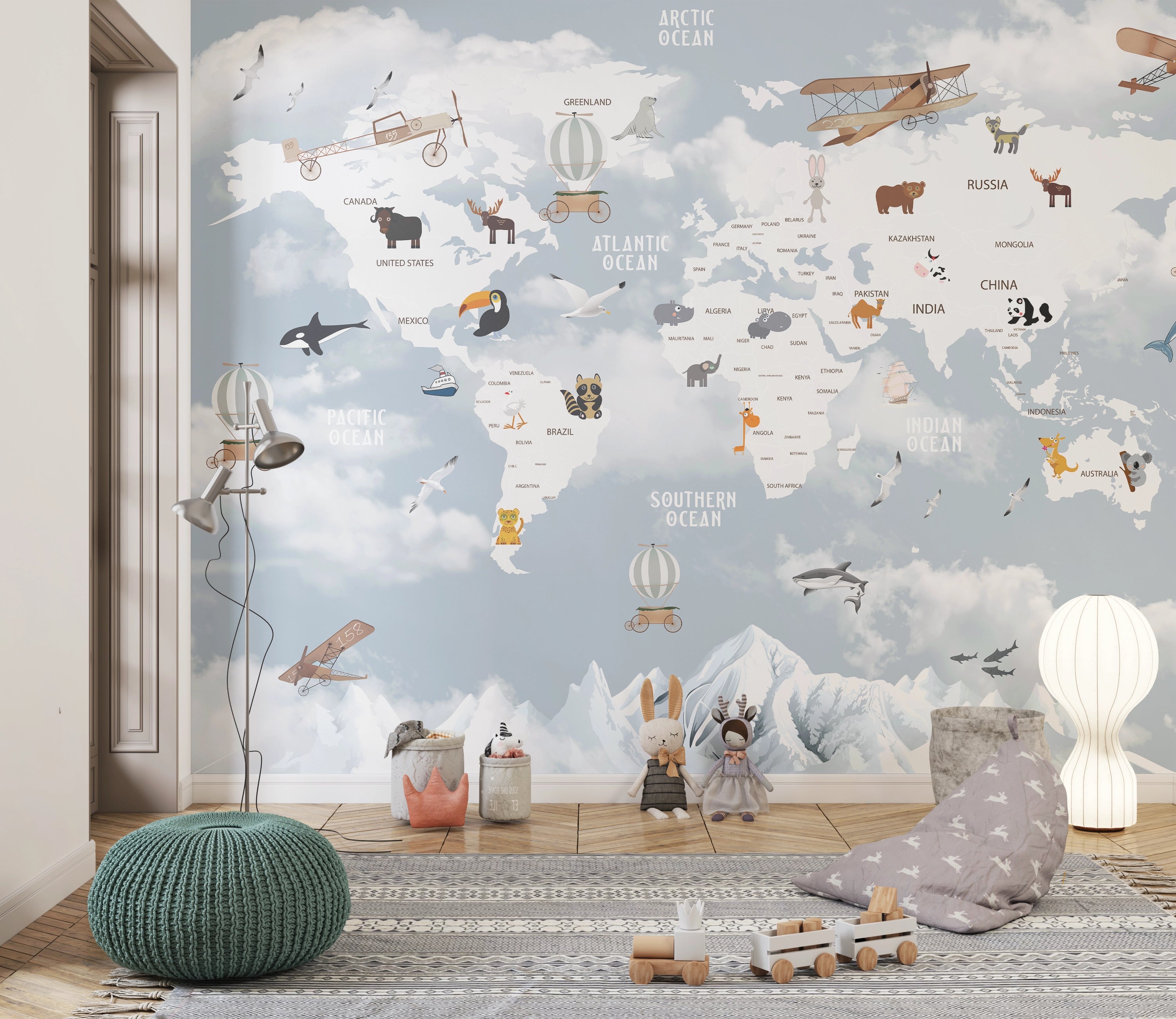 Children's map wallpaper