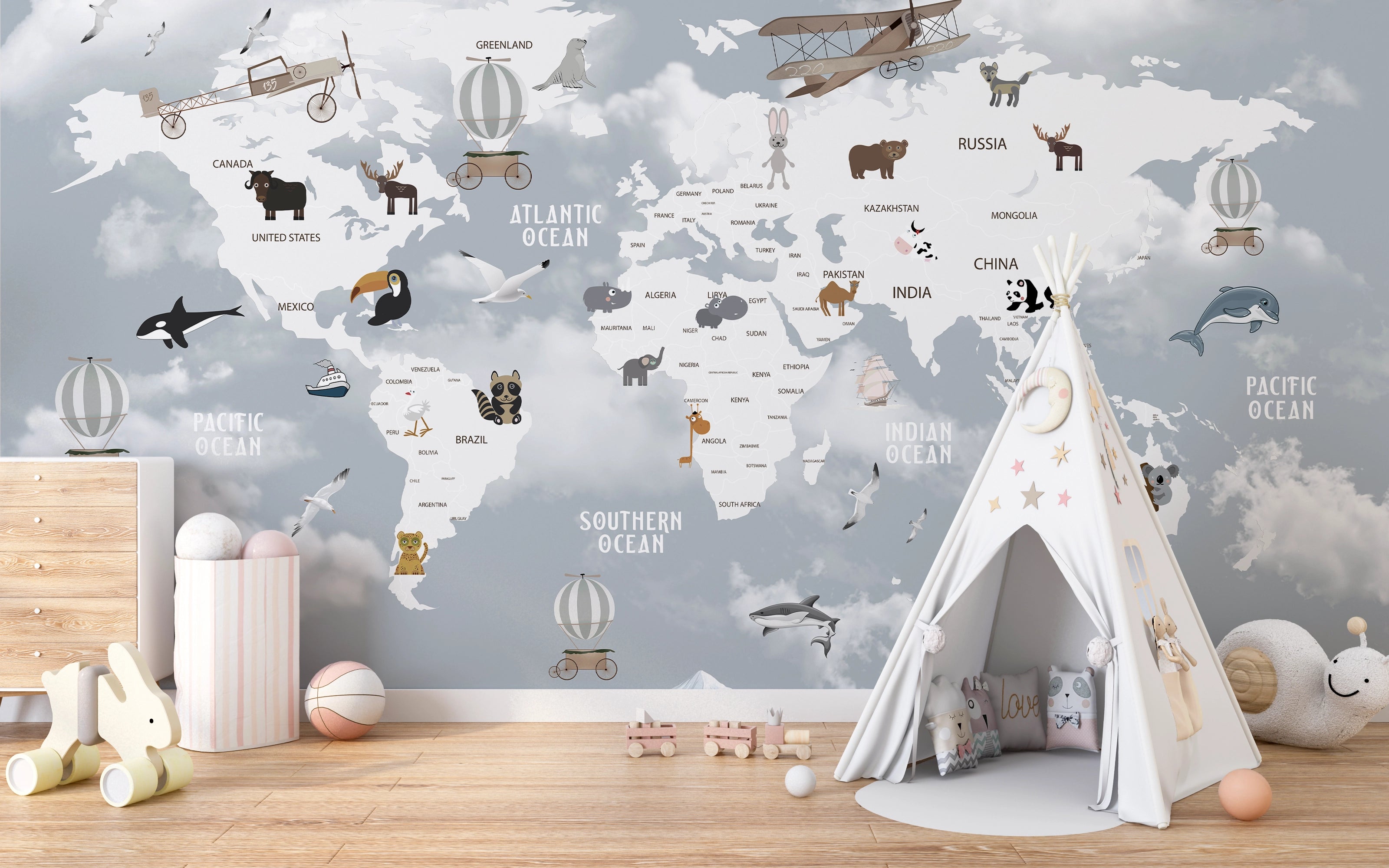 Children's map wallpaper