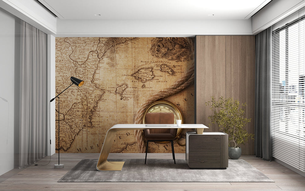 Papier Peint Carte et Boussole d'Aventurier - Kam & Leon