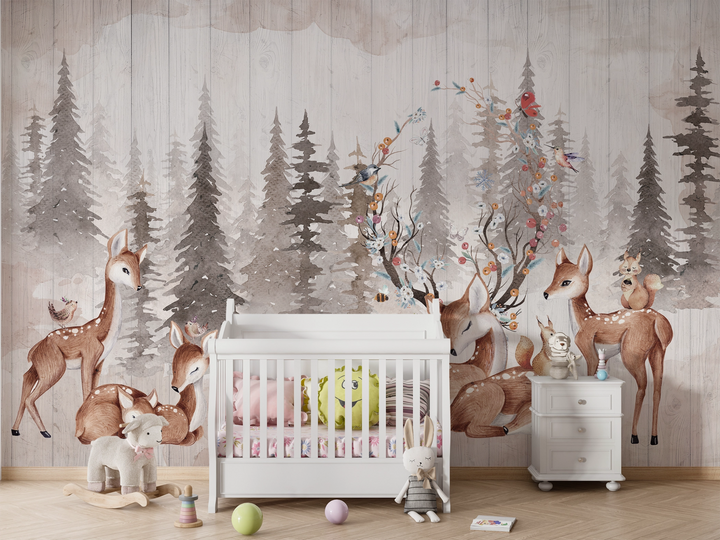 Papier peint Chambre enfant Biches - Kam & Leon