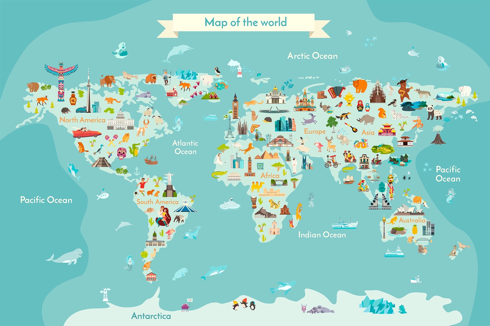 World map children's bedroom wallpaper