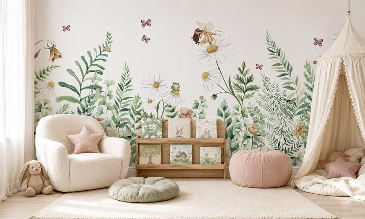 Papier peint sur mesure Jardin des Fées et Marguerites