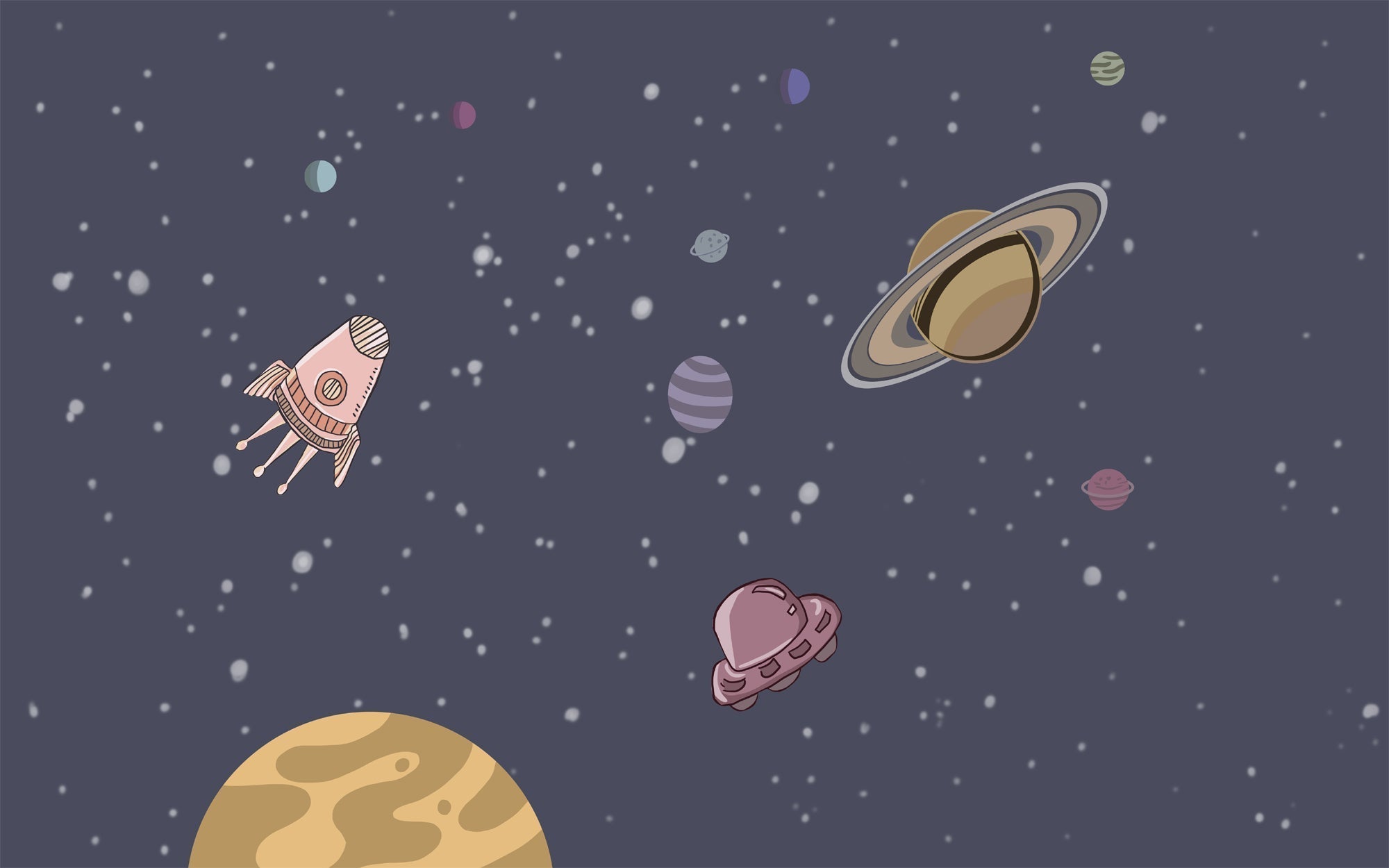 Papier peint chambre enfant fusée dans l'espace