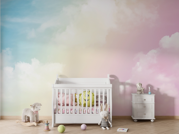 Papier peint chambre enfant nuages colorés - Kam & Leon
