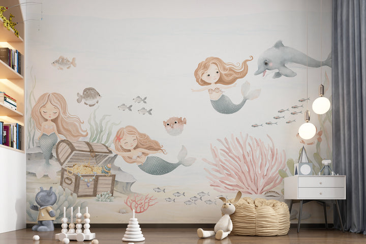 Papier peint chambre d’enfant Trésor des Sirènes