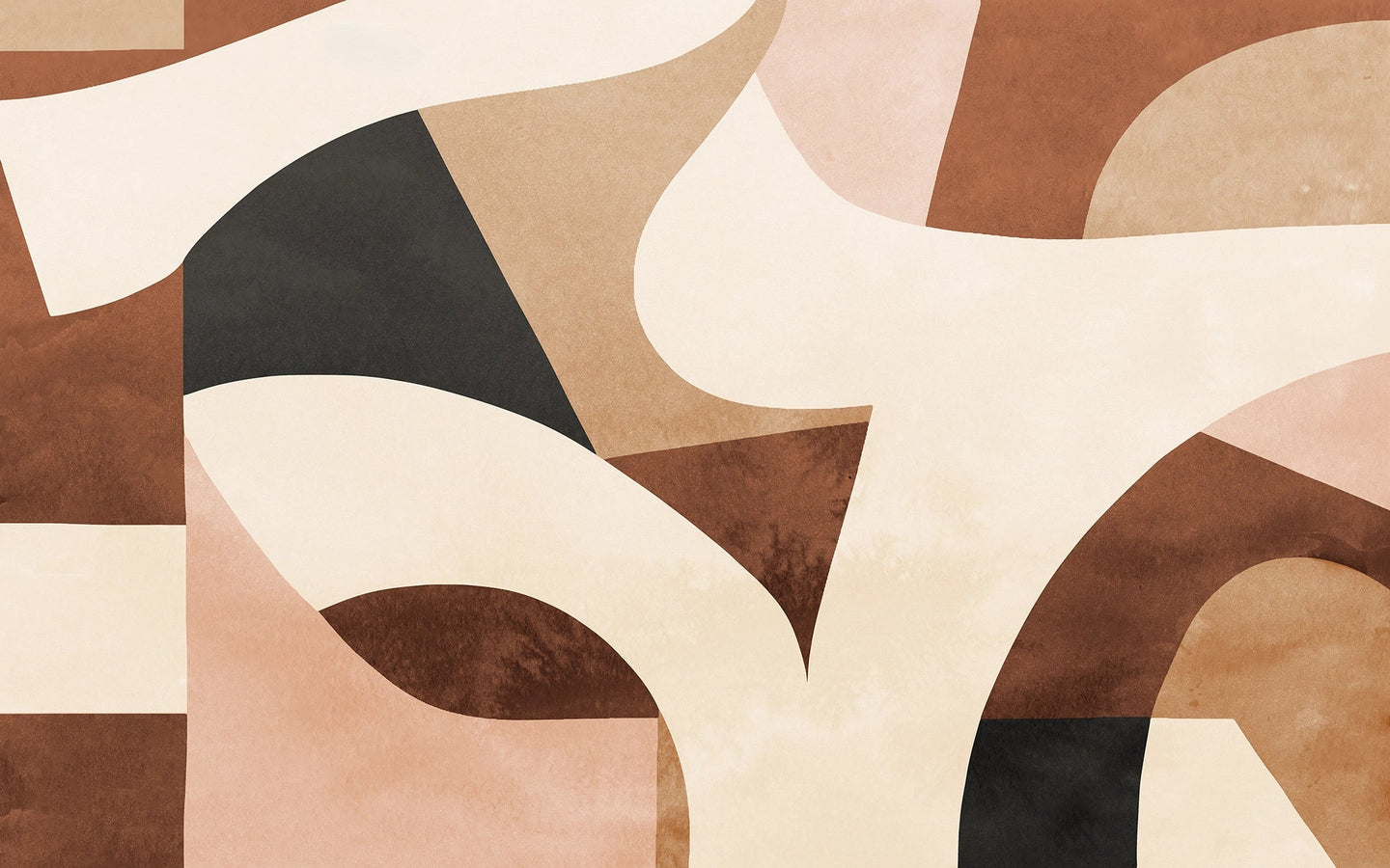 Papier Peint Courbes Terracotta - Kam et Léon