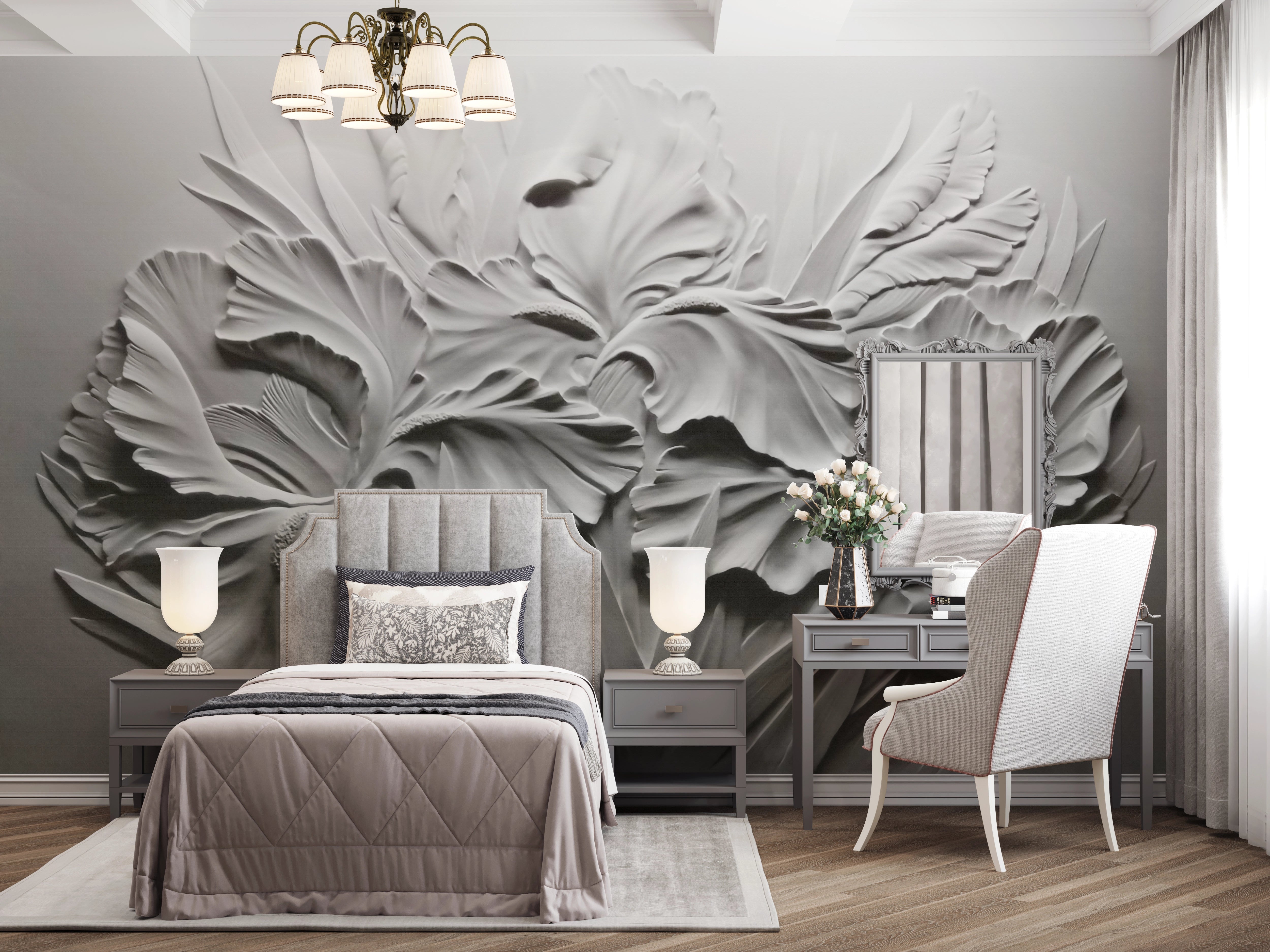 3D effect plaster sculpture wallpaper