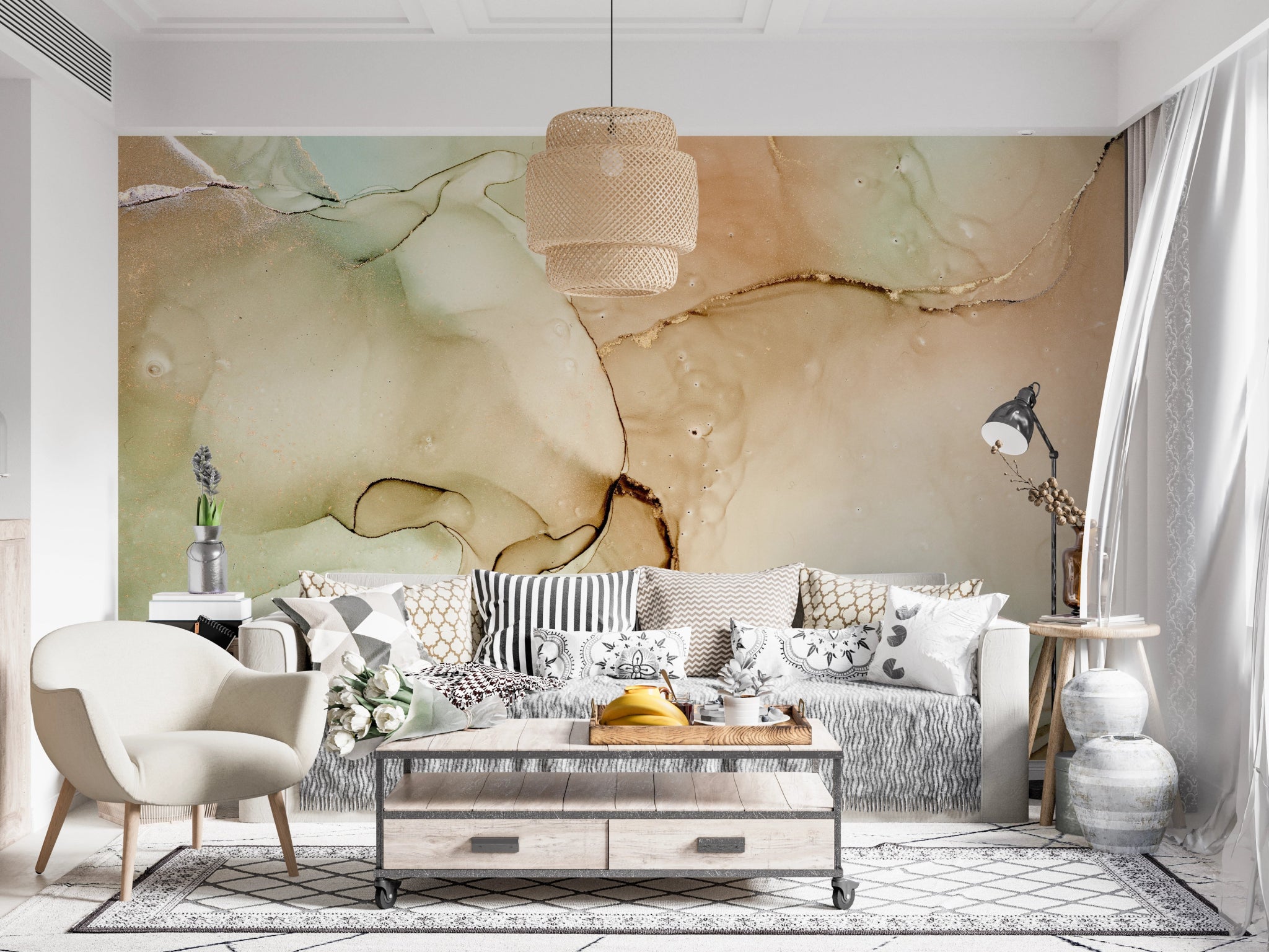 Papier peint effet marbre