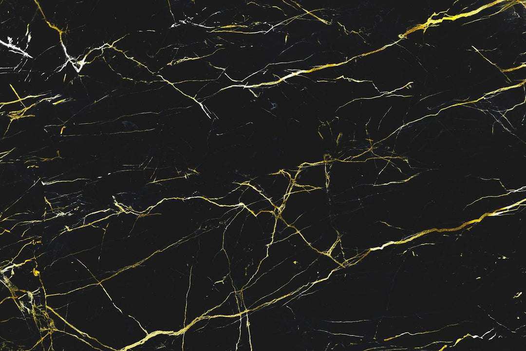 Papier peint effet marbre noir et jaune - Kam et Léon