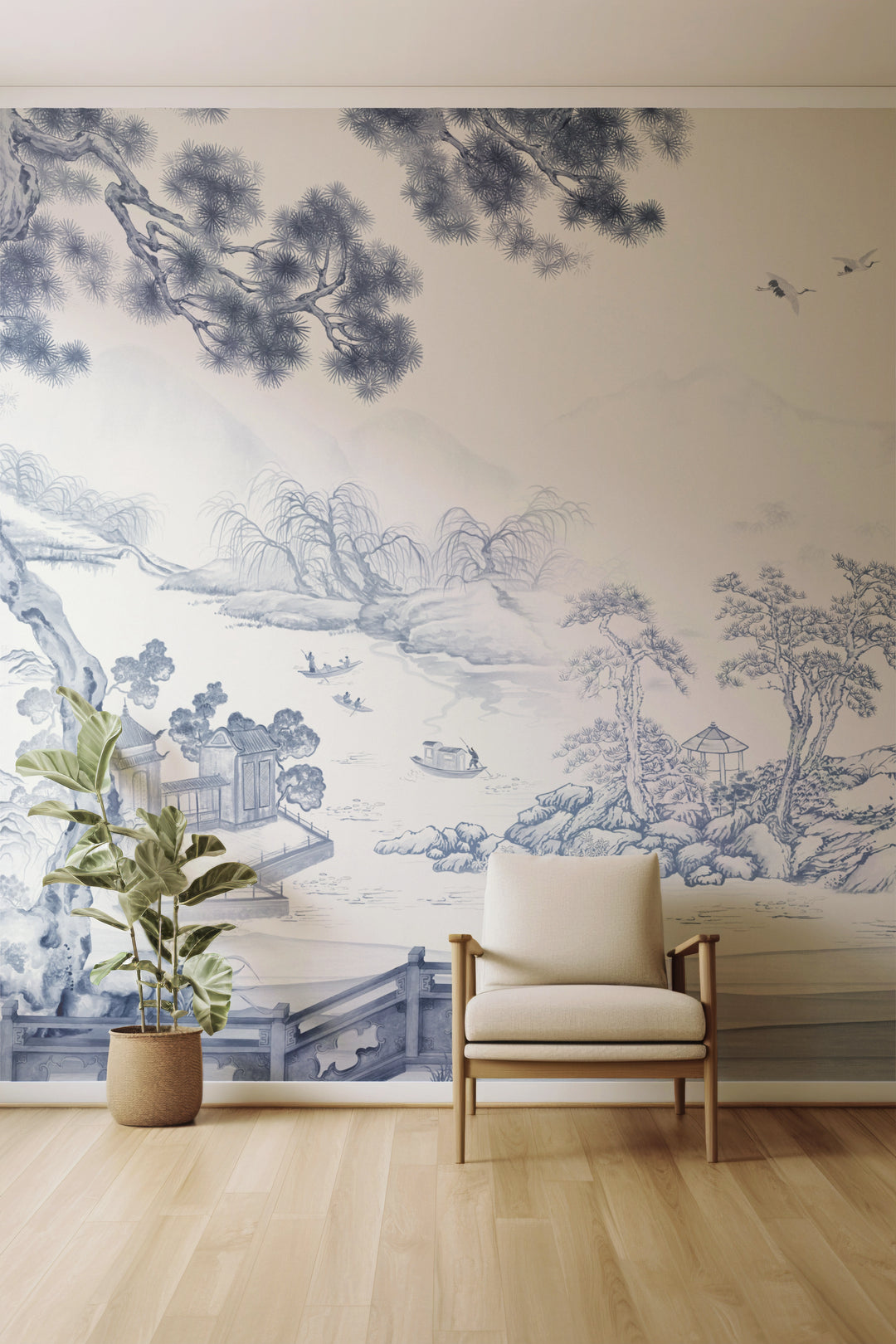 Papier Peint Élégance Bleu de Chine