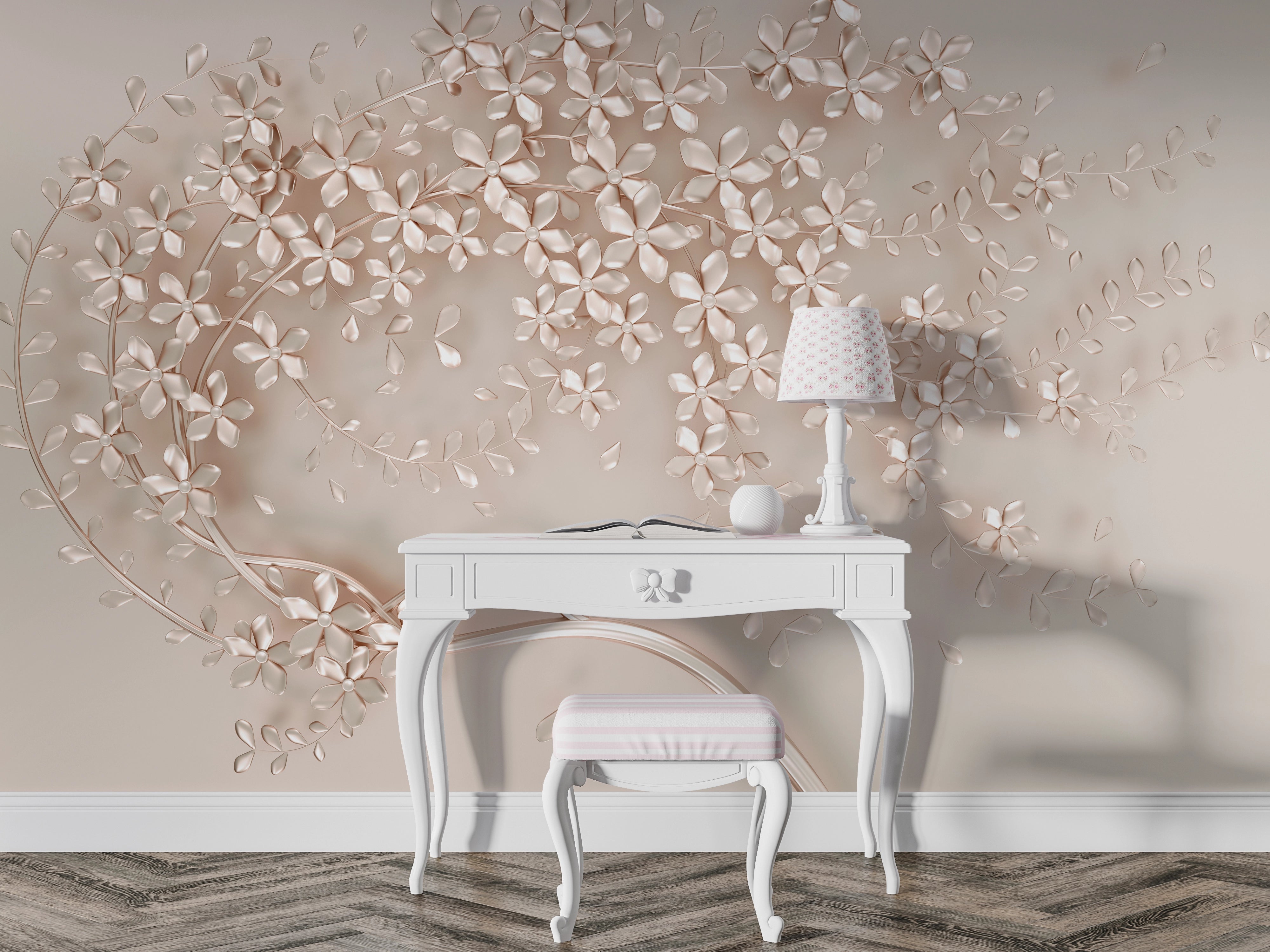 Floral Elegance Embossed Wallpaper