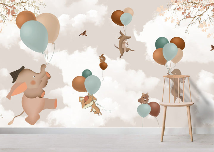 Papier peint éléphant & Cie chambre enfant - Kam & Leon