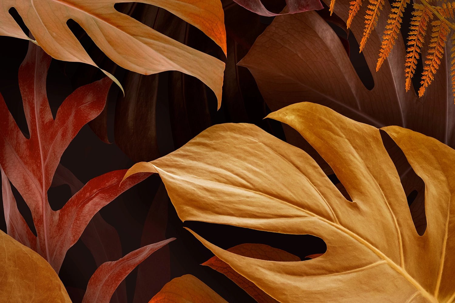Papier peint feuille d'automne rouge et jaune