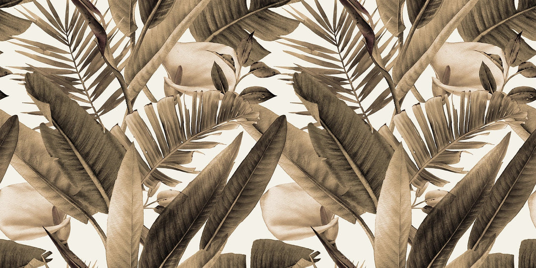 Papier peint feuille tropicale sépia - Kam et Léon