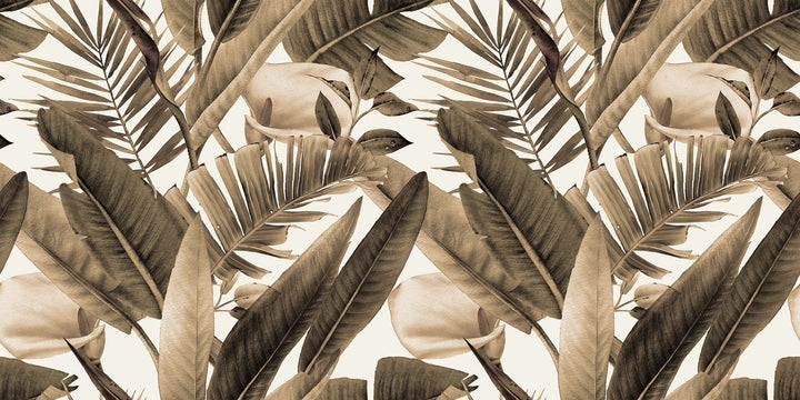 Papier peint feuille tropicale sépia - Kam et Léon