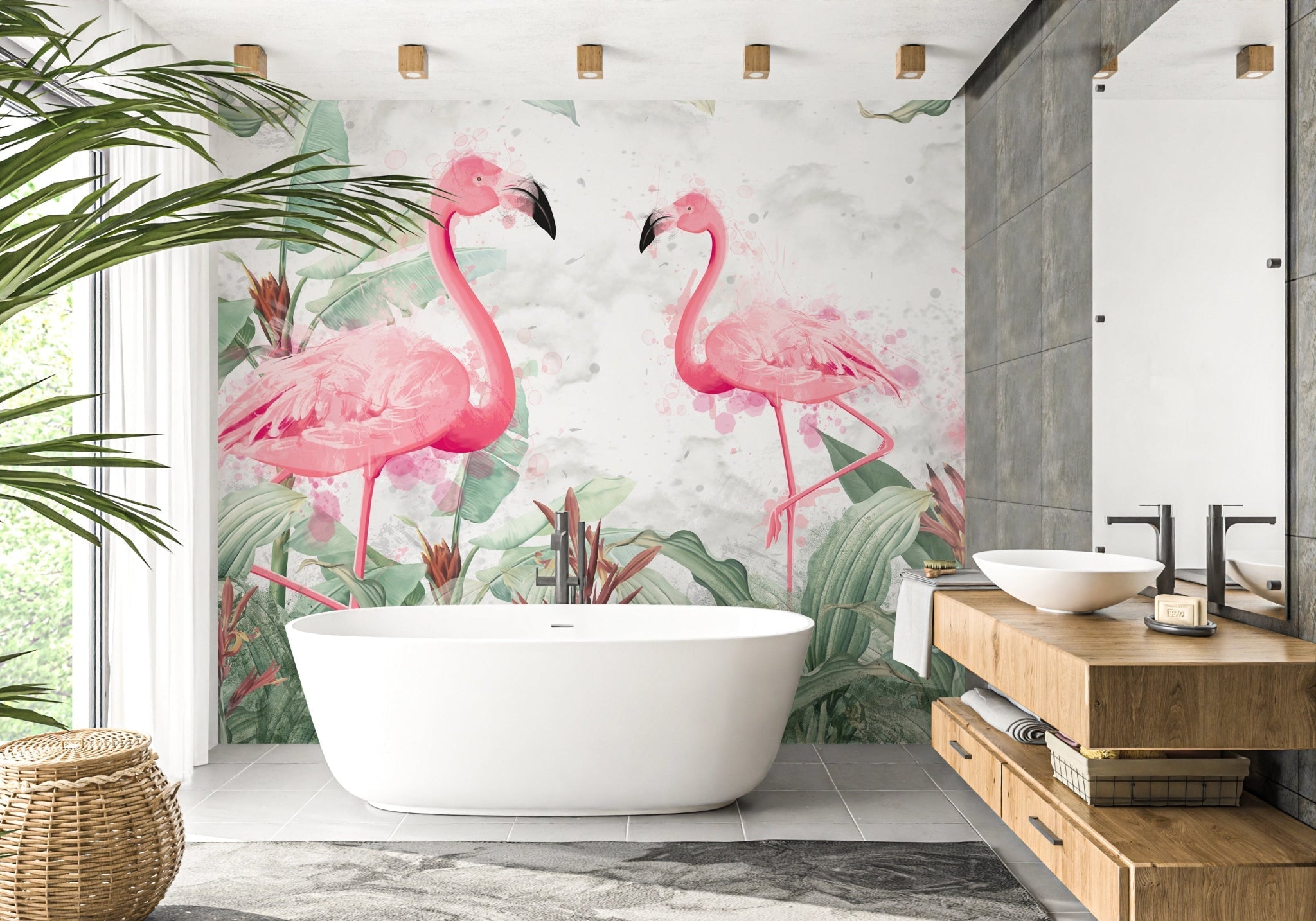 Papier Peint Flamant Rose - Kam & Leon