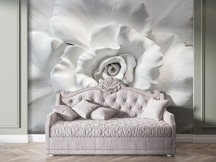Papier peint Fleur Blanche effet 3D - Kam et Léon
