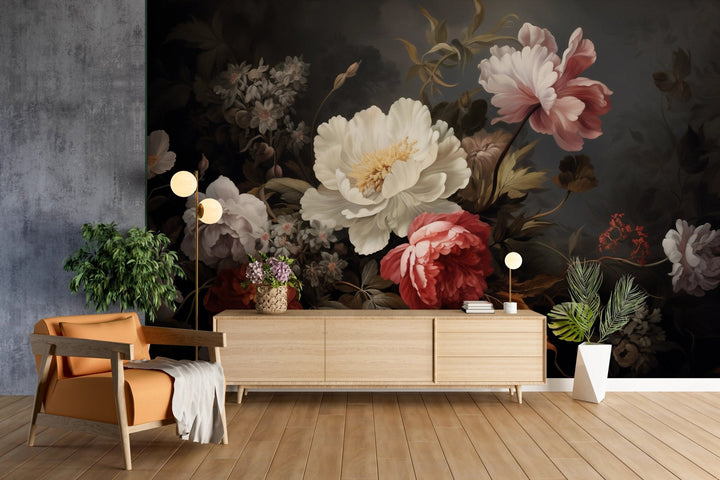 Papier peint fleur blanche romantique - Kam & Leon