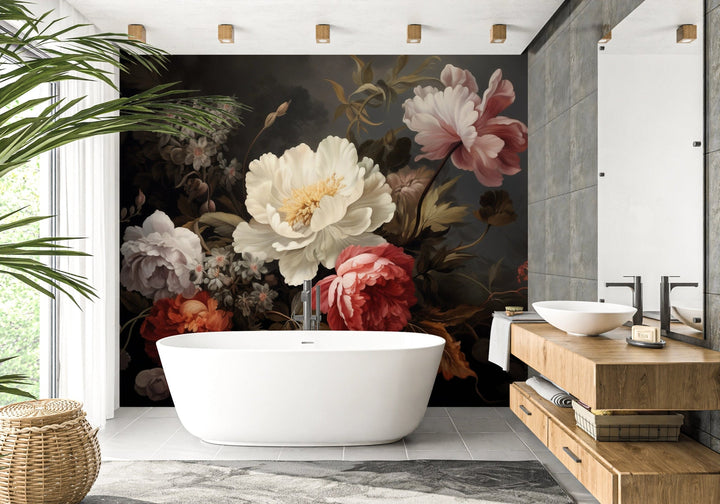 Papier peint fleur blanche romantique - Kam & Leon