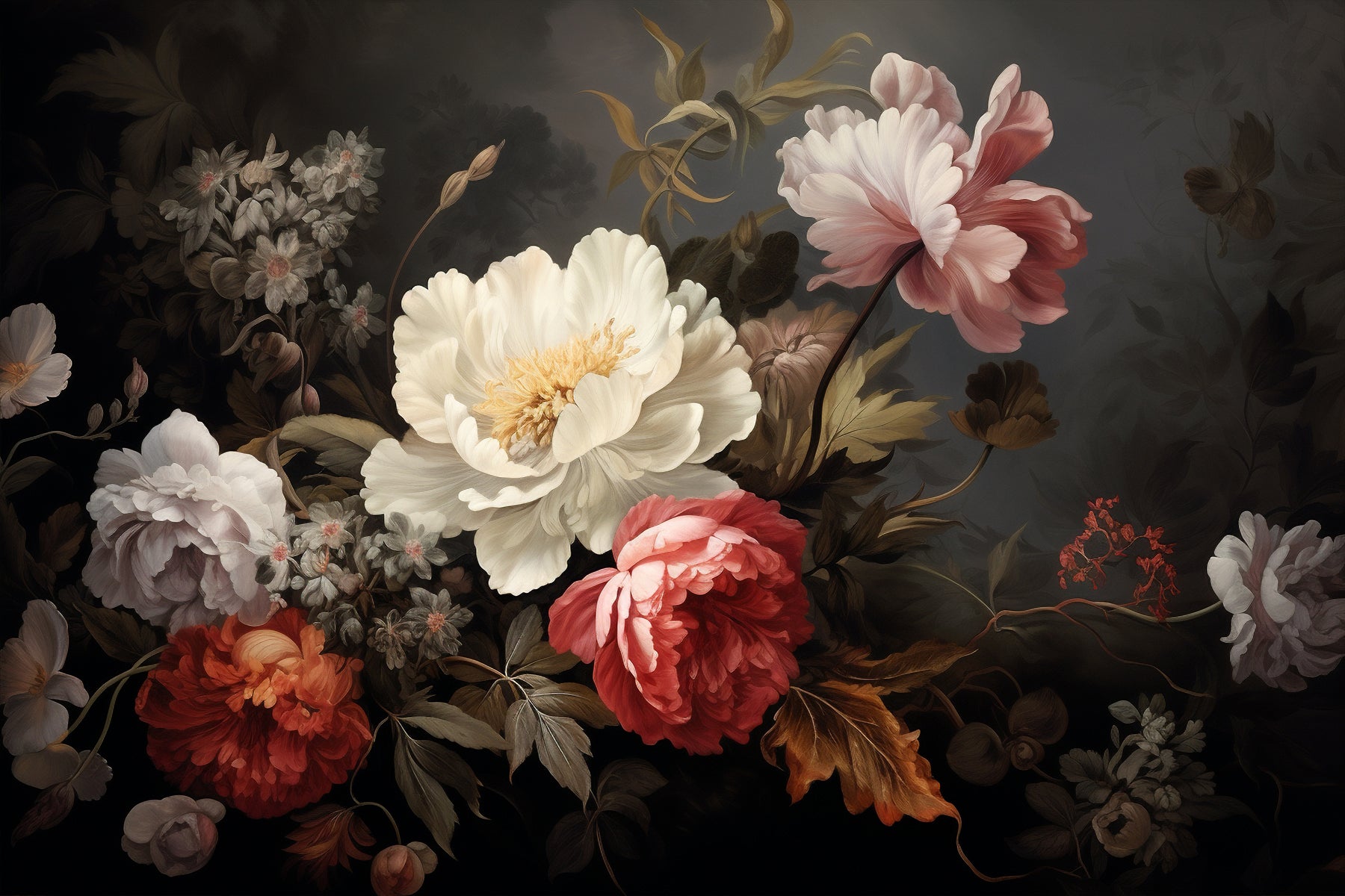 Romantische weiße Blumentapete