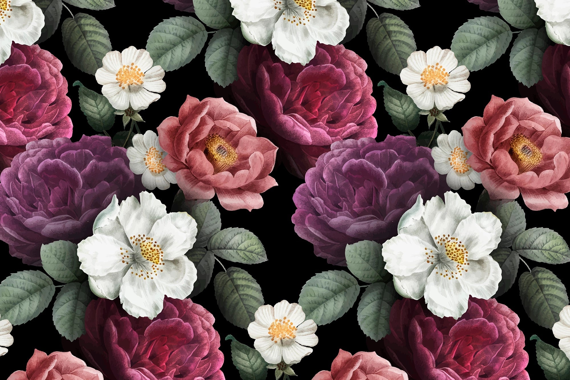 Vintage Bunte Blumenwallpaper