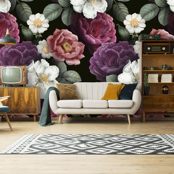 Papier peint fleurs colorées vintage - Kam & Leon