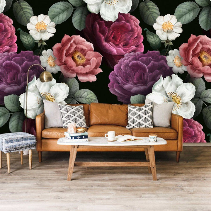 Papier peint fleurs colorées vintage - Kam & Leon
