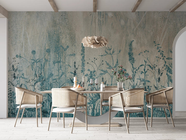 Papier peint fleurs des champs bleu et blanc - Kam & Leon